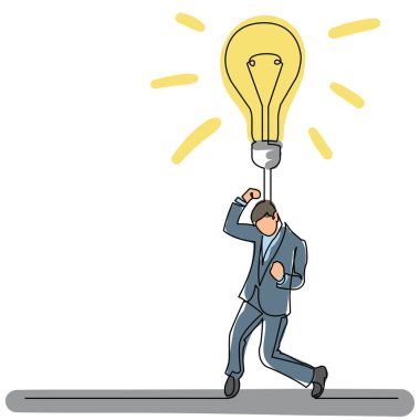 Yeni bir fikir bulmak mutlu adamın sürekli çizgi çizme