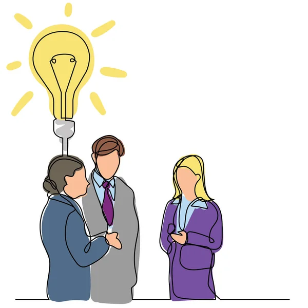 Continuous Line Drawing Business People Talking Idea — Stock Vector