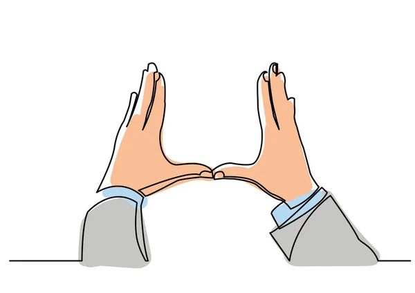 Çerçeve Gösterilen Ellerin Sürekli Çizgi Çizme — Stok Vektör
