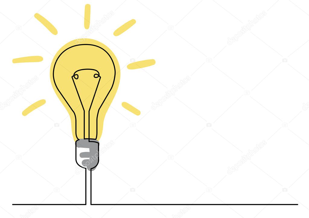 continuous line drawing of light bulb or idea metaphor