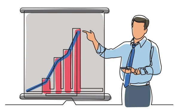 Ciągłego rysowania linii trenera biznesu pokazuje rosnące mar — Wektor stockowy