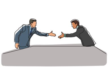 iki İşadamlarından busi tokalaşırken sürekli çizgi çizme