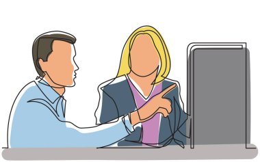 iki Ofis çalışanları gösteren tartışırken, sürekli çizgi çizme