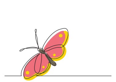 single line drawing of butterfly clipart