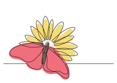 kelebek ve çiçek tek çizgi çizme