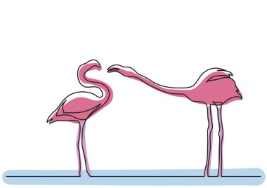 iki flamingolar, tek çizgi çizme