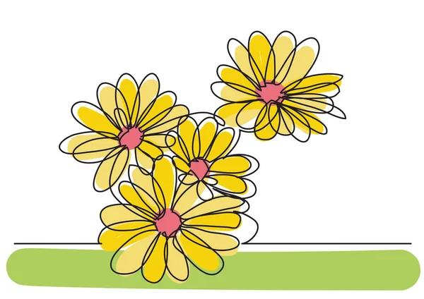 Jeden perokresba květinových záhonů — Stockový vektor