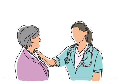 Doktor ve hasta kadın konuşurken sürekli çizgi çizme