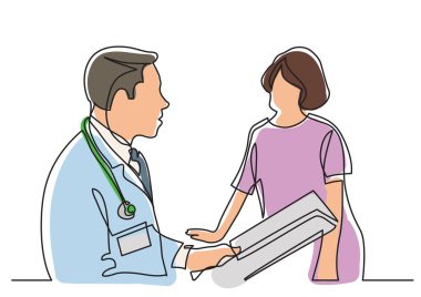 sürekli çizim için bir doktor ile hasta danışır