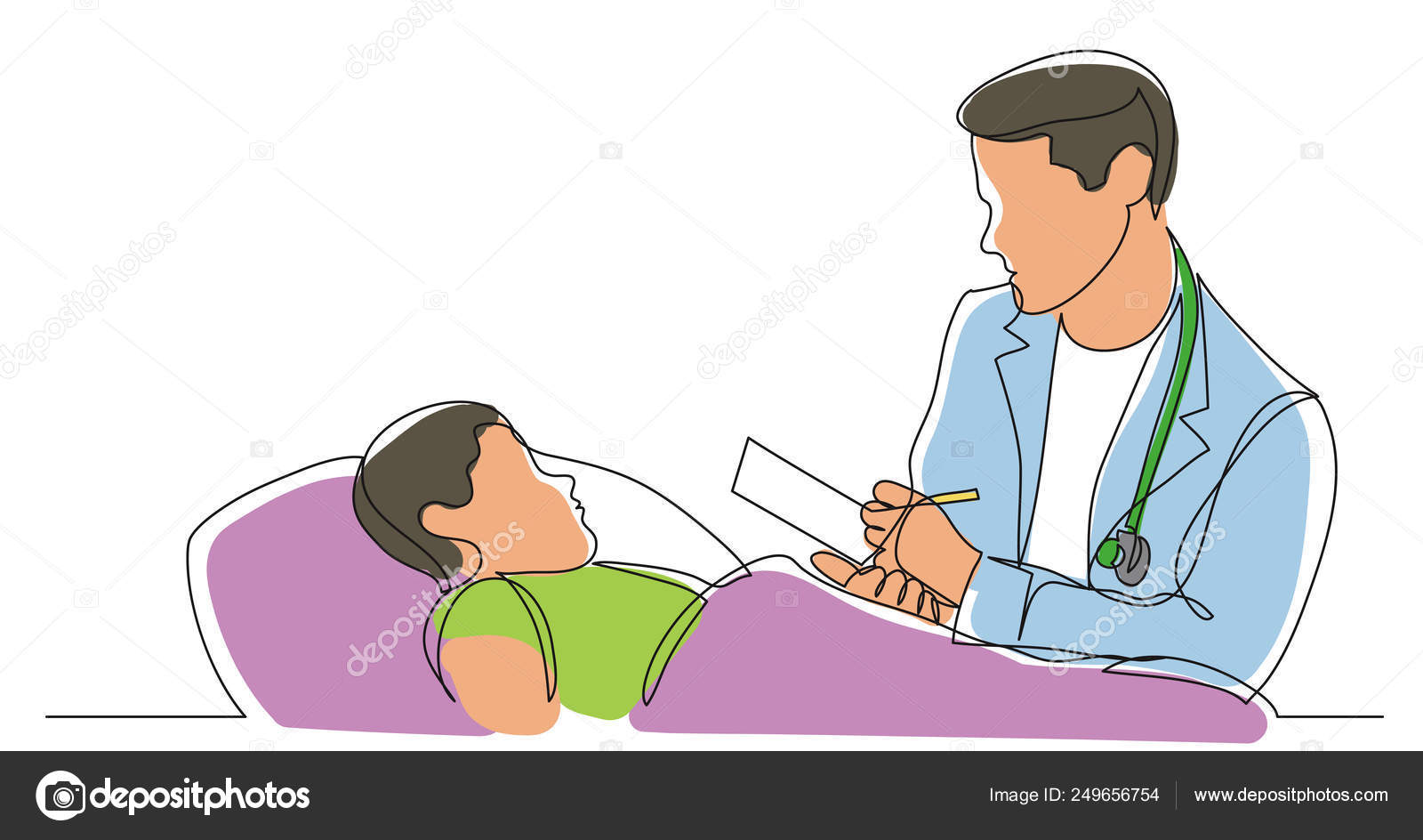 Continuous Line Drawing Of Doctors And Patient Dialog. Professional Doctor  Talking To The Patient And Explain About Diagnosis. Health Care Concept  Continuous Line Draw Design Illustration. Royalty Free SVG, Cliparts,  Vectors, and