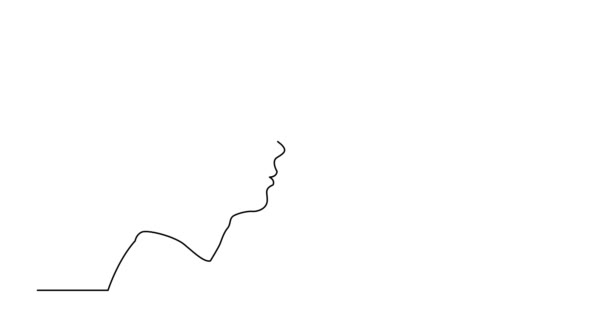 Саморисование линии анимации профиля портрет студента колледжа — стоковое видео