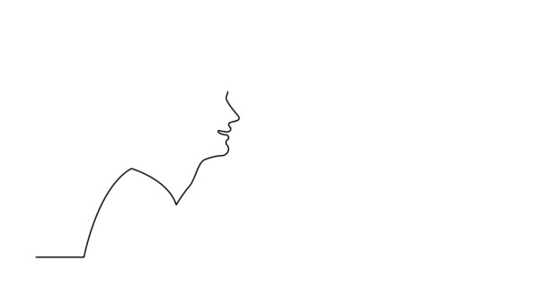 Self drawing line animation of profile portrait of woman talking — Stock Video