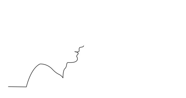 Själv Rita linje animation av profil porträtt av säker man — Stockvideo
