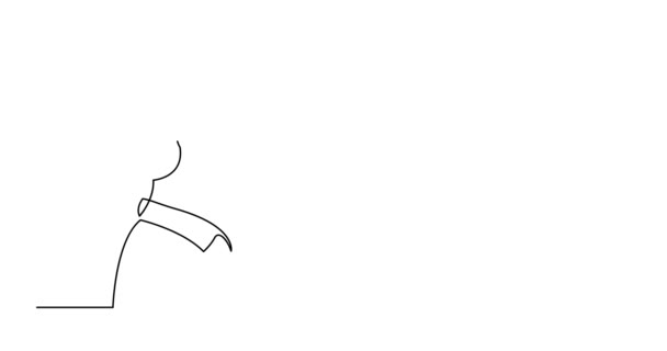 カウボーイ ハットの男の横顔の肖像画のライン アニメーションを描く自己 — ストック動画