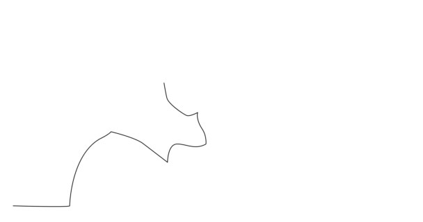 Auto desenho animação linha de perfil retrato de homem barbudo em fones de ouvido — Vídeo de Stock