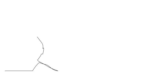 Auto disegno linea di animazione del profilo ritratto di ragazza adolescente con acconciatura corta — Video Stock
