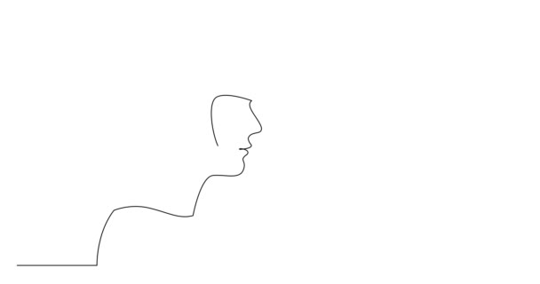 Self drawing line animation of profile portrait of woman with bob haircut — Stock Video