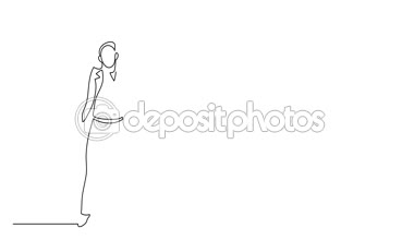 Kendi kendine çizim çizgi animasyon çizim iş kavramı kroki yükselen grafiği ile mutlu adamın