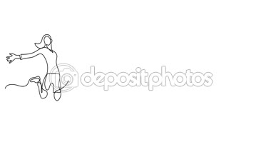 Kendi kendine çizim çizgi animasyon iş kavramı kroki mutlu atlama halkı