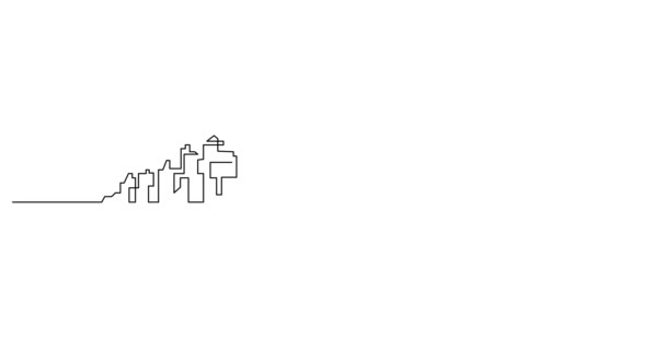 Self drawing line animation of hand drawing business concept sketch of city buildings skyline — Stock Video