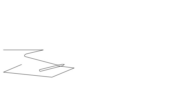 Autodibujo animación de la línea de negocio concepto boceto de ordenador portátil bloc de notas y cámara de fotos — Vídeo de stock