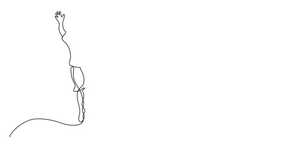 Animação de linha de desenho automático de esboço de conceito de negócio de casal de salto feliz — Vídeo de Stock