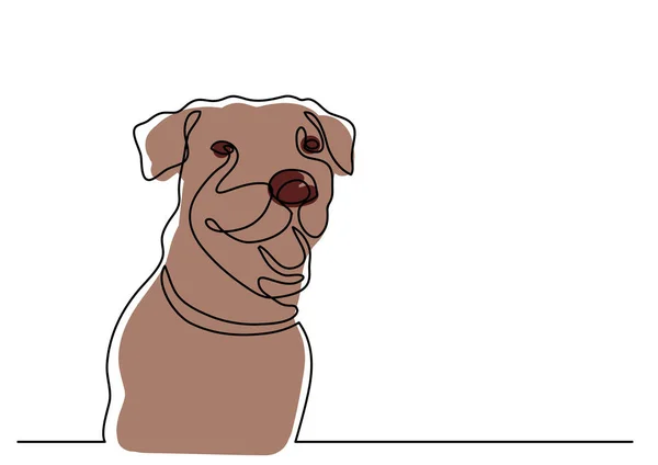 犬の肖像画の連続的な線の描画 — ストックベクタ