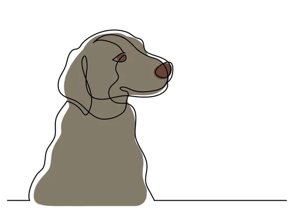 幸せな犬の肖像画の連続的な線の描画 — ストックベクタ