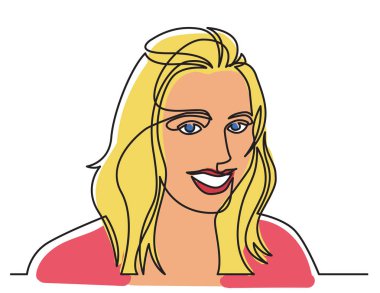 gülümseyen kadın iyi görünüyor sürekli çizgi çizme