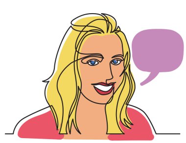 gülümseyen kadın iyi görünüyor sürekli çizgi çizme