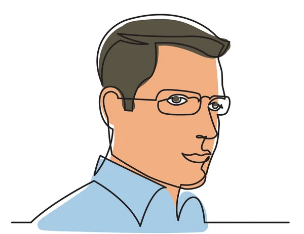 Kontinuierliche Linienzeichnung des Geschäftsmannes in Brille Porträt auf weißem Hintergrund — Stockvektor