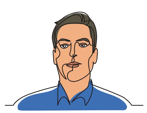 Kontinuální perokresba business portrét osoby na bílém pozadí — Stockový vektor
