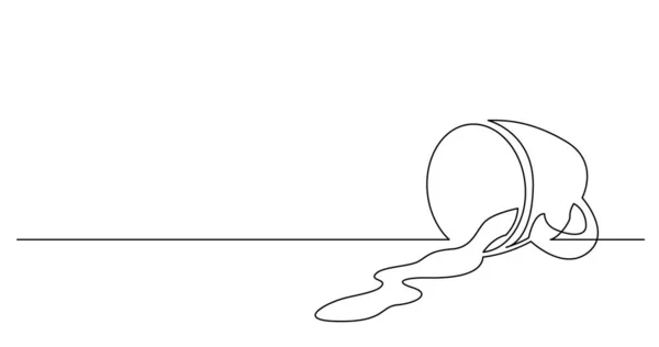 Contiuous linje ritning av spillt kaffe från mugg — Stock vektor