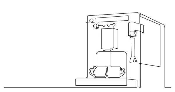 Непрерывная линия рисования кофе машина — стоковый вектор
