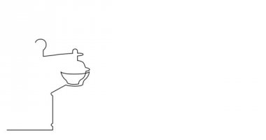 Vintage tarzı kahve öğütücü ve kahve fincan Self çizim çizgi animasyon