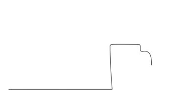 Kupa üzerinde çay poşeti tutan el kendi çizim çizgi animasyon