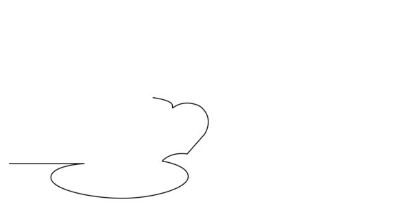 Animation de ligne de dessin automatique de tasse de café avec soucoupe 