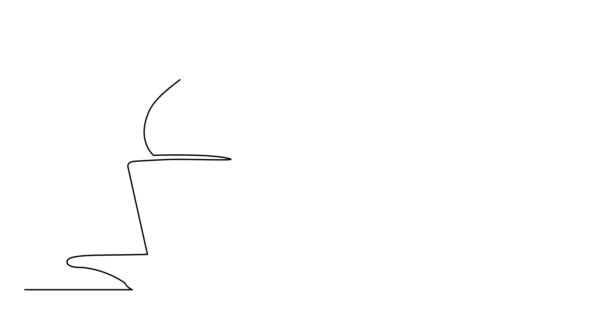 ホットコーヒーカップとソーサーのセルフドローイングラインアニメーション — ストック動画