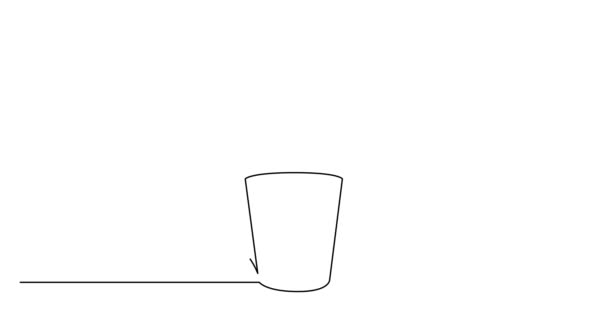 Auto dibujo línea de animación de taza de té y tetera — Vídeo de stock