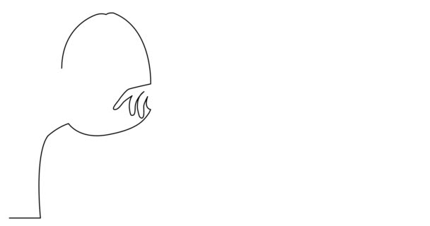 Self rysunek linii animacji młodej kobiety co herbaty gospodarstwa torebkę i kubek — Wideo stockowe