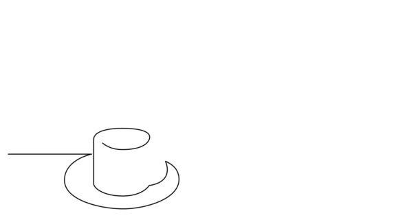 Self drawing line animation of coffee cup sugar and french press — Stock Video