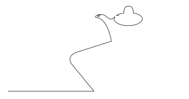 Self drawing line animation of tea pot and tea cups on tray — Stock Video