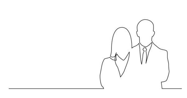 Continuous line drawing of couple of business people — Stock Vector