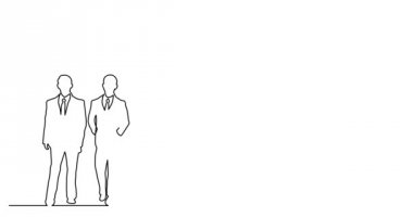 Ayakta insanların farklı grup kendi kendine çizim çizgi animasyon