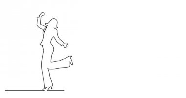 Mutlu başarılı iş adamları tezahürat çift kendi çizim çizgi animasyon