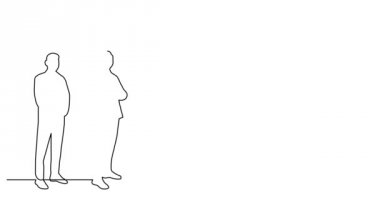 Ayakta erkeklerin farklı grup kendi kendine çizim çizgi animasyon