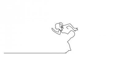 Koşan sporcu grubunun kendi kendine çizim çizgisi animasyonu