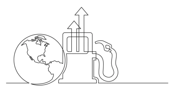 Folyamatos vonalas rajz a világ bolygó gáz magas árak ikon — Stock Vector