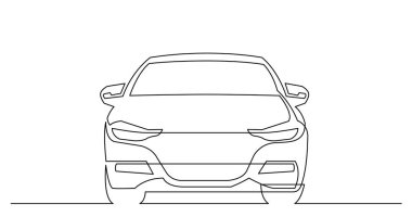 modern lüks sedan araba sürekli çizgi çizim