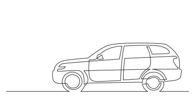 modern suv araba yan görünümü sürekli çizgi çizim
